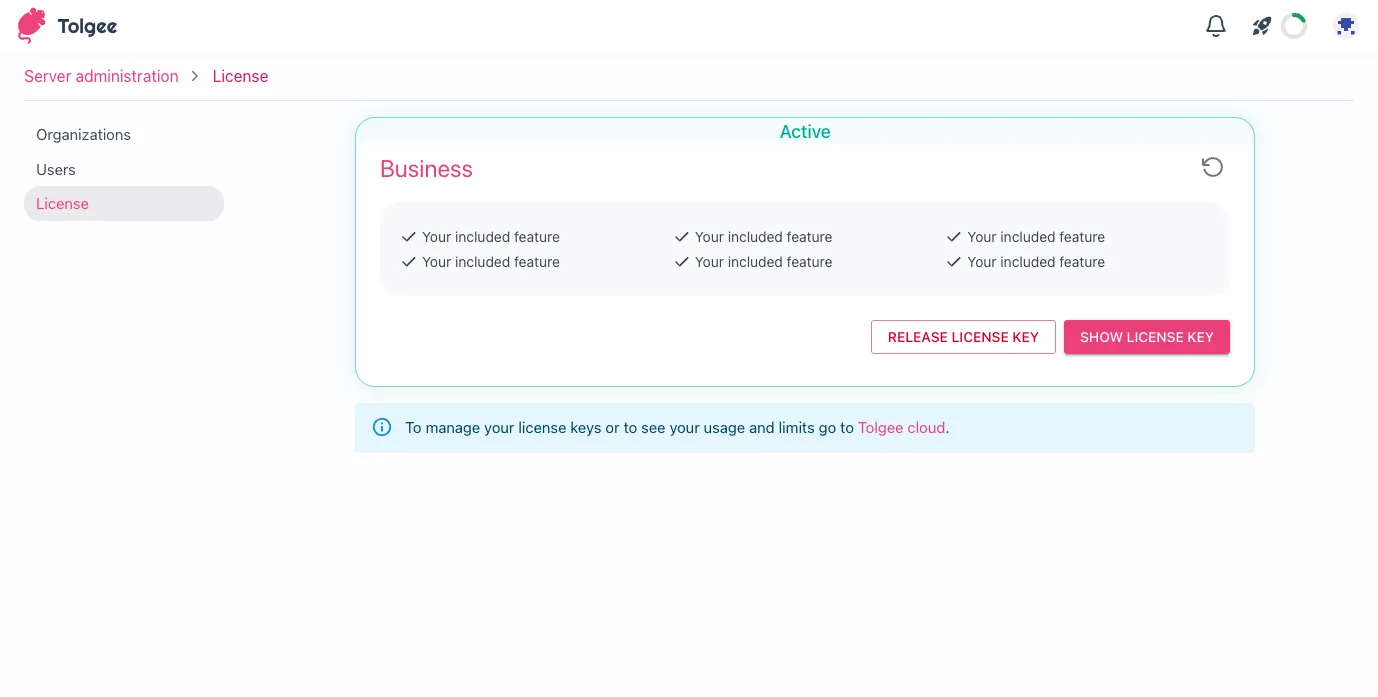 Self-hosted instance – activated plan